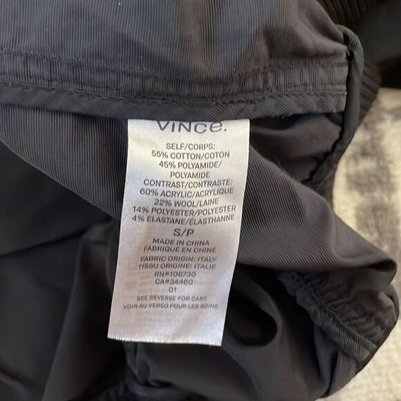 Vince Ruched Bomber Jacket Cropped Black S - Picture 9 of 10